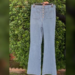 Boot Jeans With striped White and Blue